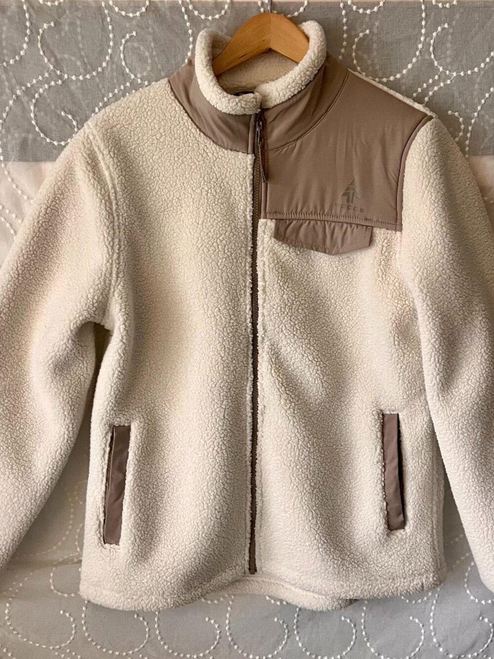Woods Erris Sherpa Full Zip Fleece Jacket Cream Tan XL